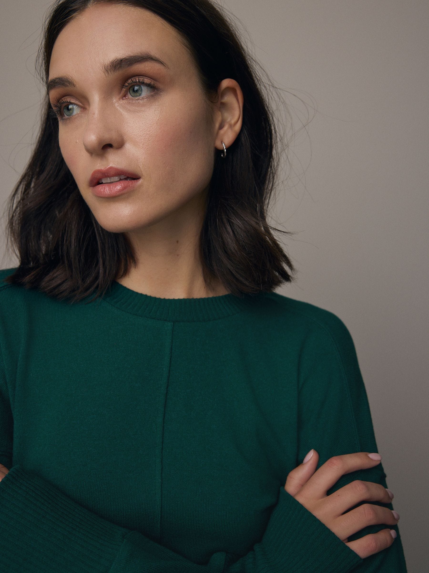 Buy Forest Green Soft Touch Cosy Seam Crew Neck Jumper from