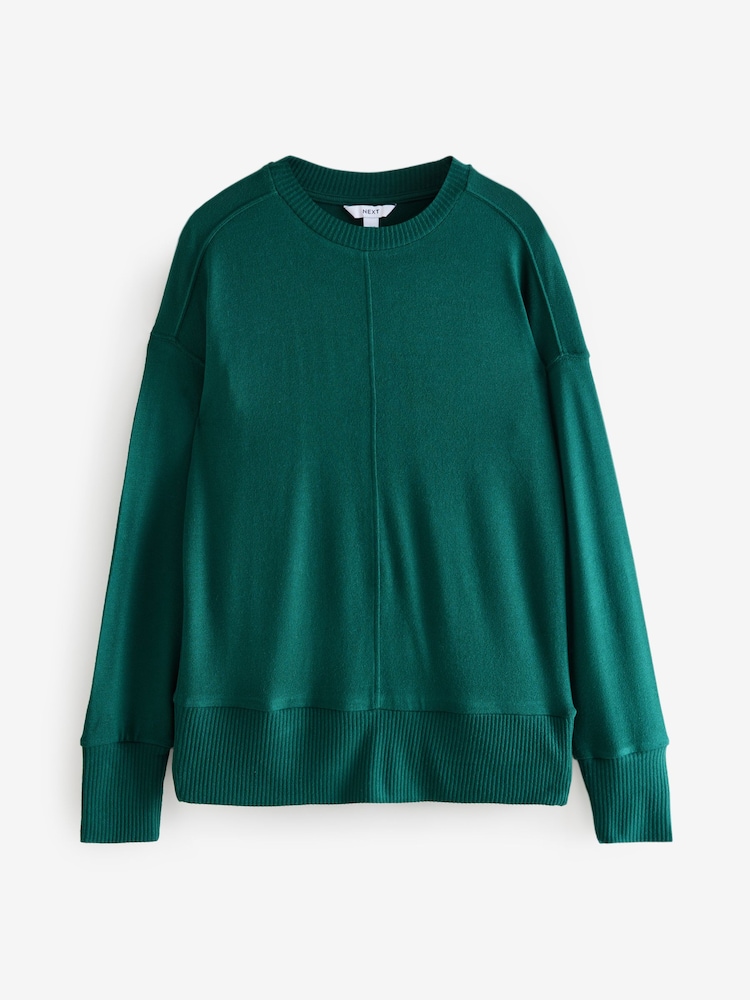 Vert forêt - Soft Touch Cosy Seam Col rond Pull - Image 5 of 7