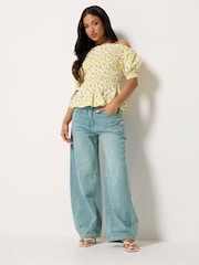 PixieGirl Petite Blue Barrel Balloon Leg Jeans - Image 1 of 5