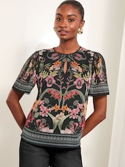 Lipsy Black Flutter Sleeve Chiffon Blouse - Image 4 of 4