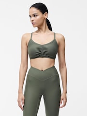 French Connection Green Low Impact Ruched Front Sports Bra - Image 1 of 4