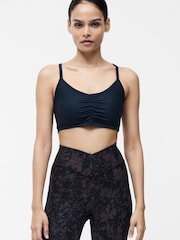 French Connection Black Low Impact Ruched Front Sports Bra - Image 1 of 6