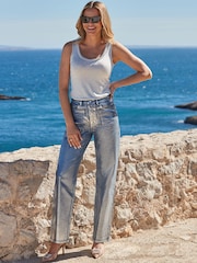Calça jeans Sosandar reta com perna reta 100% algodão - Imagem 4 de 4