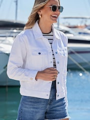 Sosandar White Relaxed Fit Denim 100% Cotton Jacket - Image 5 of 5