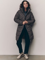 Animal Shower Resistant Padded Puffer Hooded Mid Length Coat - Image 1 of 8