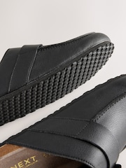 Black Standard Fit Forever Comfort® Leather Buckle Foodbed Clogs - Image 10 of 10