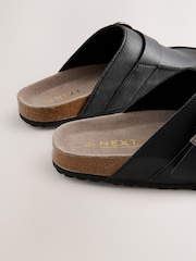 Black Standard Fit Forever Comfort® Leather Buckle Foodbed Clogs - Image 9 of 10