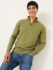 FatFace Rye Olive Green Half-Neck Jumper - Image 1 of 6