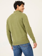 FatFace Rye Olive Green Half-Neck Jumper - Image 2 of 6