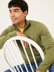 FatFace Rye Olive Green Half-Neck Jumper - Image 3 of 6