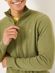 FatFace Rye Olive Green Half-Neck Jumper - Image 4 of 6