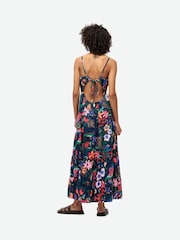 Superdry Blue 100% Cotton Smocked Cami Maxi Dress - Image 2 of 3