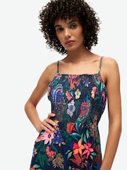 Superdry Blue 100% Cotton Smocked Cami Maxi Dress - Image 3 of 3