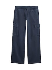 Superdry Blue Athletic Essentials Vintage Wide Cargo 100% Cotton Joggers - Image 8 of 8