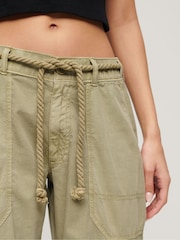 Superdry Green Lightweight Beach Cargo 100% Cotton Trousers - Image 4 of 4