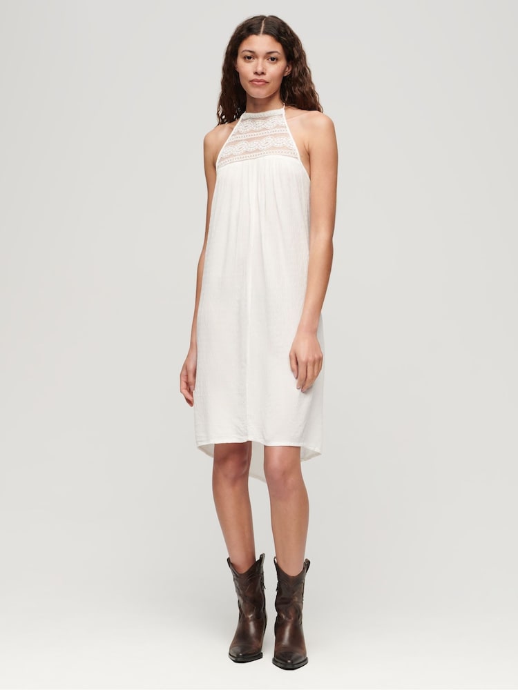 Superdry White Ibiza Halter Midi Dress - Image 3 of 3