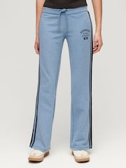 Синий - Superdry Athletic в полоску Flare 100% Cotton Joggers - Изображение 1 из 4