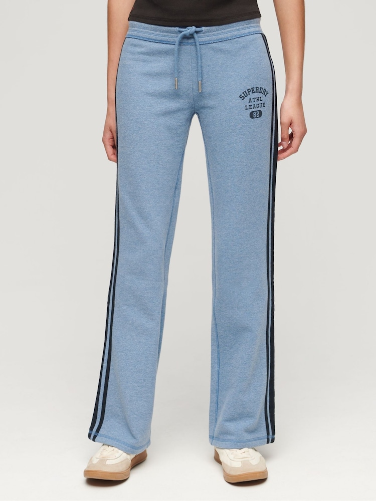 Синий - Superdry Athletic в полоску Flare 100% Cotton Joggers - Изображение 1 из 4