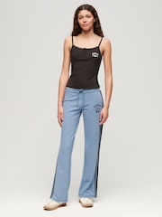 Синий - Superdry Athletic в полоску Flare 100% Cotton Joggers - Изображение 3 из 4