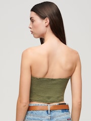 Superdry Green Smocked Bandeau Top - Image 2 of 3