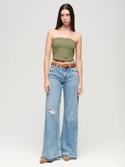 Superdry Green Smocked Bandeau Top - Image 3 of 3