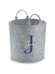 Personalised Kids Light Grey Felt Toy Bag/Trug - Image 3 of 4