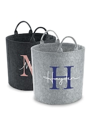 Personalised Kids Light Grey Felt Toy Bag/Trug - Image 4 of 4