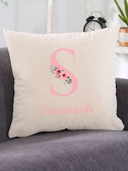 Personalised Initial Flower Print Cushion - Image 2 of 4
