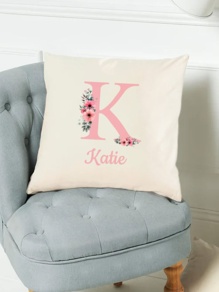 Personalised Initial Flower Print Cushion - Image 3 of 4