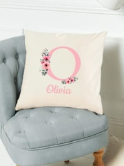 Personalised Initial Flower Print Cushion - Image 4 of 4