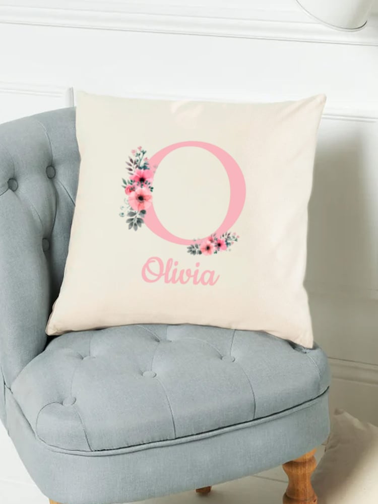 Personalised Initial Flower Print Cushion - Image 4 of 4