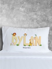 Loveabode Personalised Animal Print Named 100% Cotton White Pillowcase - Image 2 of 4