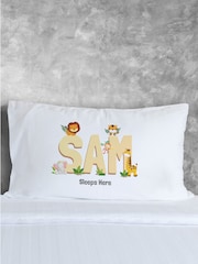 Loveabode Personalised Animal Print Named 100% Cotton White Pillowcase - Image 3 of 4