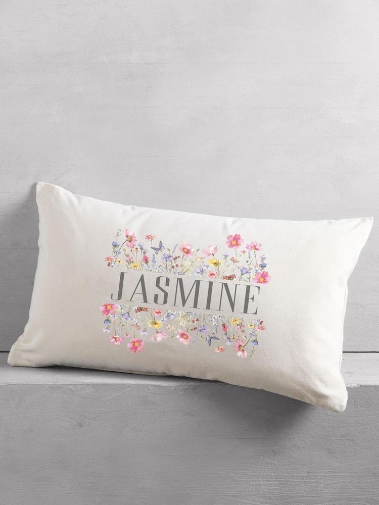 Personalised Flower Oblong Cushion by Loveabode - Image 2 of 4 Personalised Flower Oblong Cushion by Loveabode - Image 2 of 4
