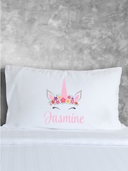 Loveabode Personalised Unicorn White 100% Cotton Pillowcase - Image 3 of 4