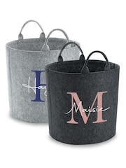 Personalised Kids Dark Grey Felt Toy Bag/Trug - Image 4 of 4