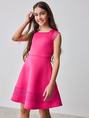 Baker by Ted Baker Pink Lace Detail Scuba Dress - Image 1 of 5