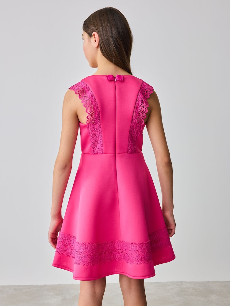 Baker by Ted Baker Pink Lace Detail Scuba Dress - Image 2 of 5