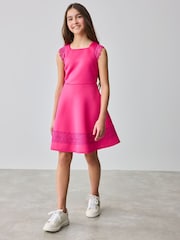 Baker by Ted Baker Pink Lace Detail Scuba Dress - Image 3 of 5