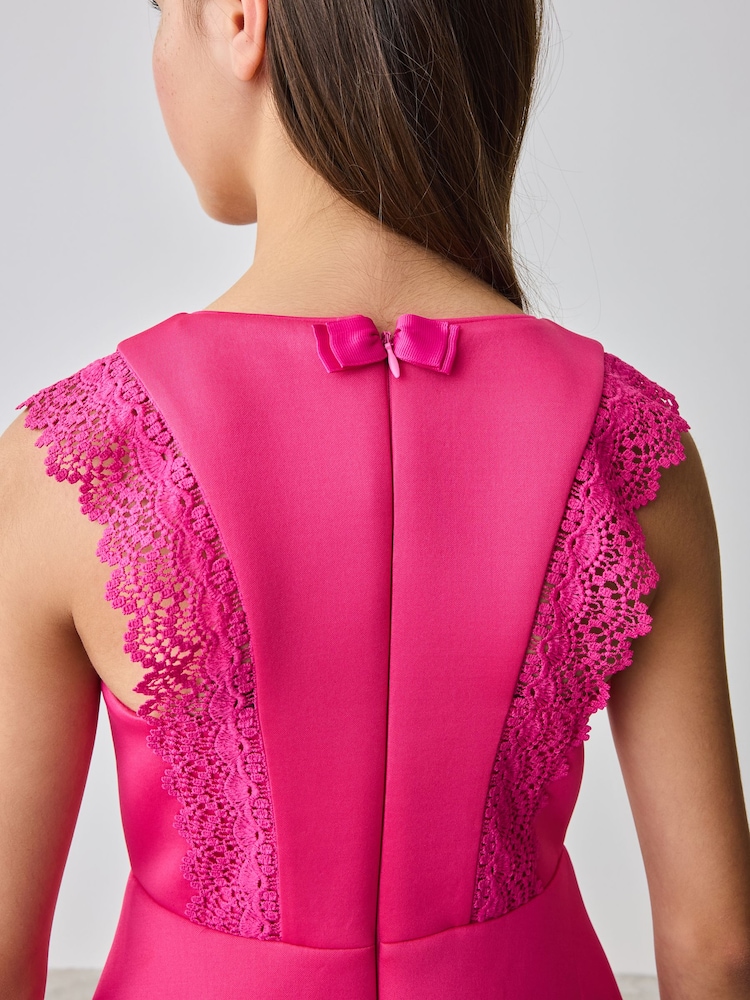 Baker by Ted Baker Pink Lace Detail Scuba Dress - Image 4 of 5