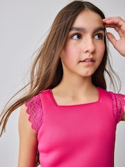Baker by Ted Baker Pink Lace Detail Scuba Dress - Image 5 of 5