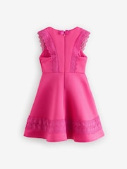 Baker by Ted Baker Pink Lace Detail Scuba Dress - Image 7 of 9