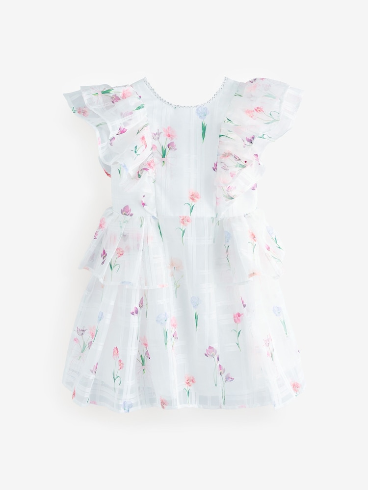 Baker by Ted Baker Floral Burnout Frill Tier Dress - Image 8 of 12