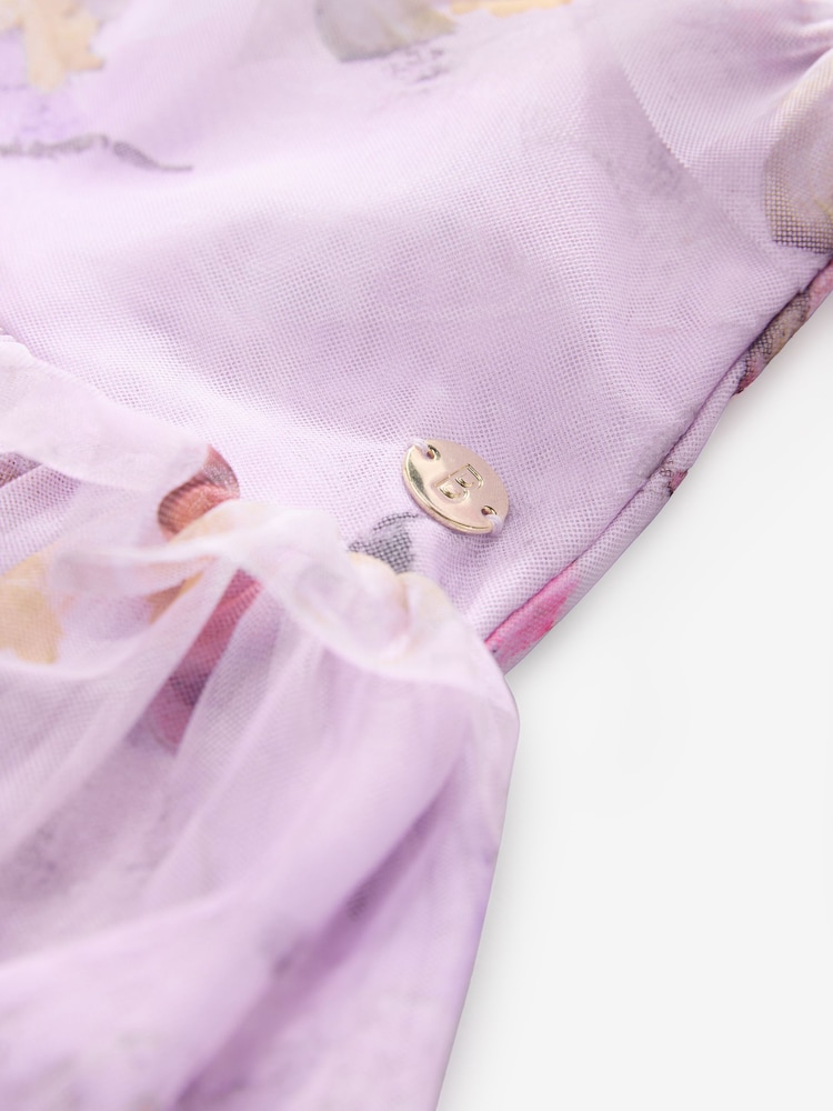 Robe Baker by Ted Baker violette à fleurs en maille à manches longues - Image 10 of 12