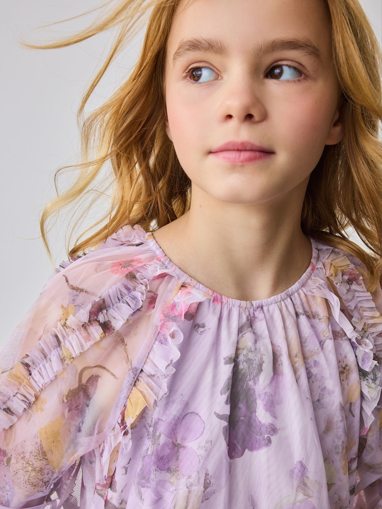 Robe Baker by Ted Baker violette à fleurs en maille à manches longues - Image 5 of 12