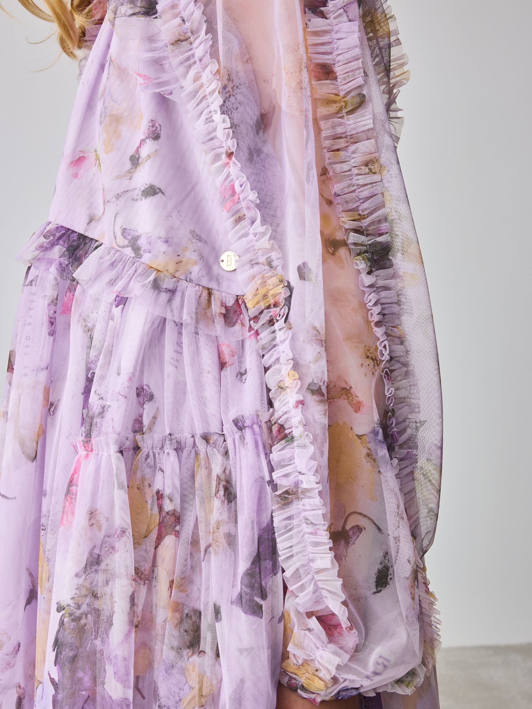 Buy Baker by Ted Baker Purple Long Sleeve Mesh Floral Dress