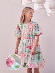 Baker by Ted Baker Peach Pink Textured Floral Print Cutout Dress - Image 1 of 1