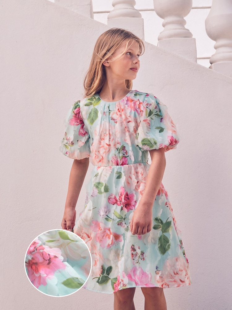Baker by Ted Baker Peach Pink Textured Floral Print Cutout Dress - Image 1 of 1 Baker by Ted Baker Peach Pink Textured Floral Print Cutout Dress - Image 1 of 1