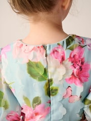 Baker by Ted Baker Peach Pink Textured Floral Print Cutout Dress - Image 4 of 8