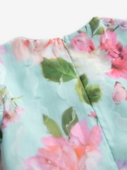 Baker by Ted Baker Peach Pink Textured Floral Print Cutout Dress - Image 7 of 8